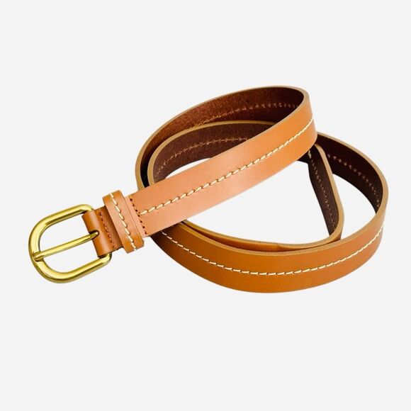 Talbots Brown Genuine Leather Made in Italy Gold Buckle Belt Size Large - Picture 1 of 6